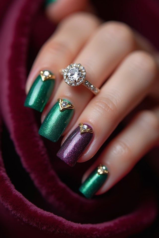 jewel toned engagement nail inspiration
