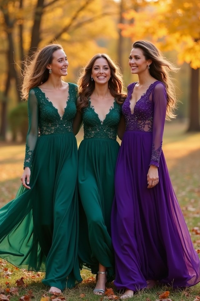 jewel toned long sleeve elegance