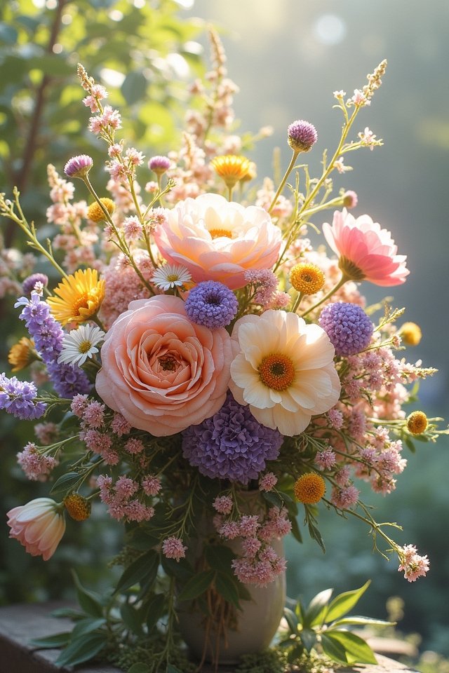 joyful quince wildflower bouquet
