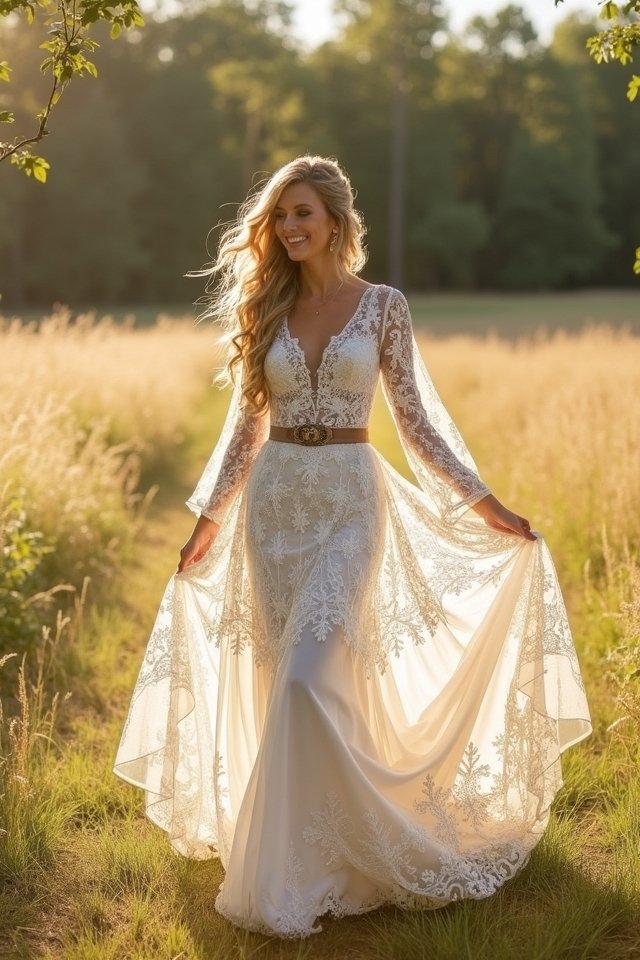lace a line wedding dress