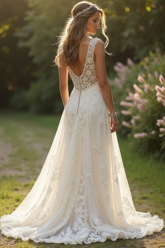 lace a line wedding elegance