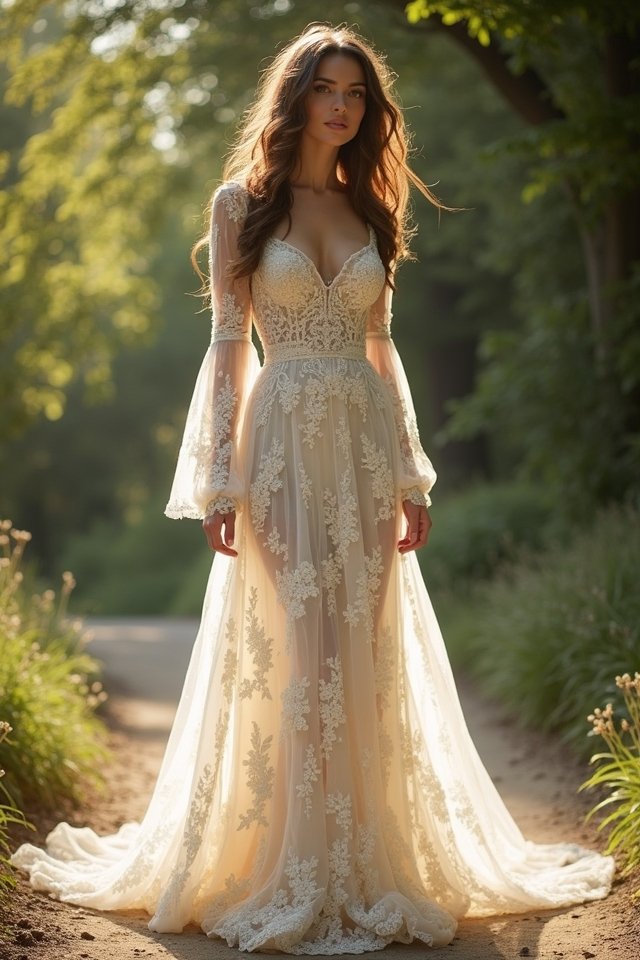 lace a line wedding gown