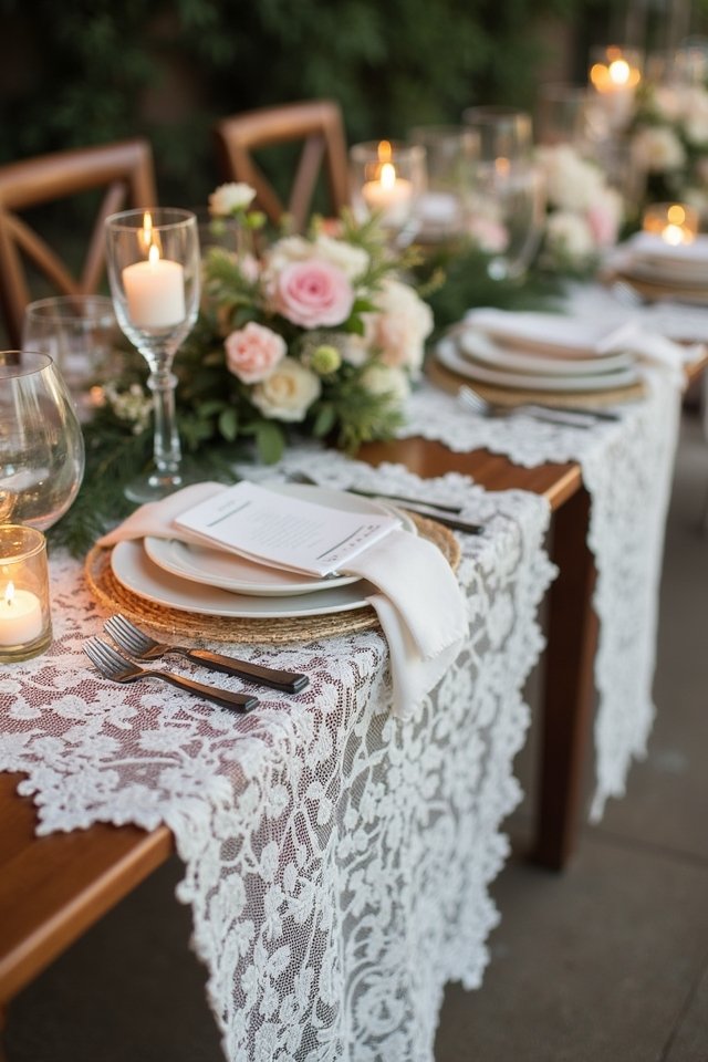 lace overlays enhance table elegance