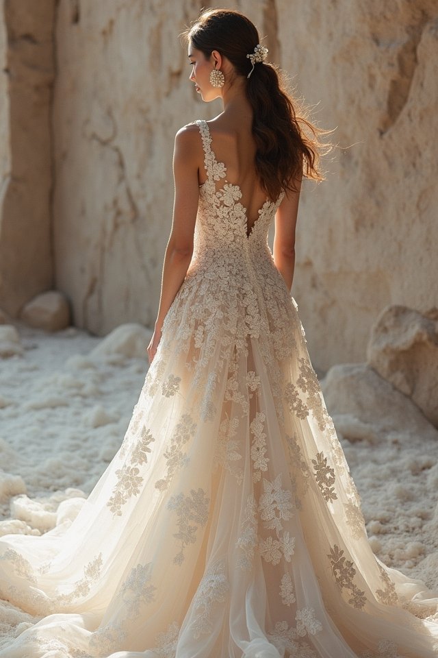 lace patchwork wedding gown