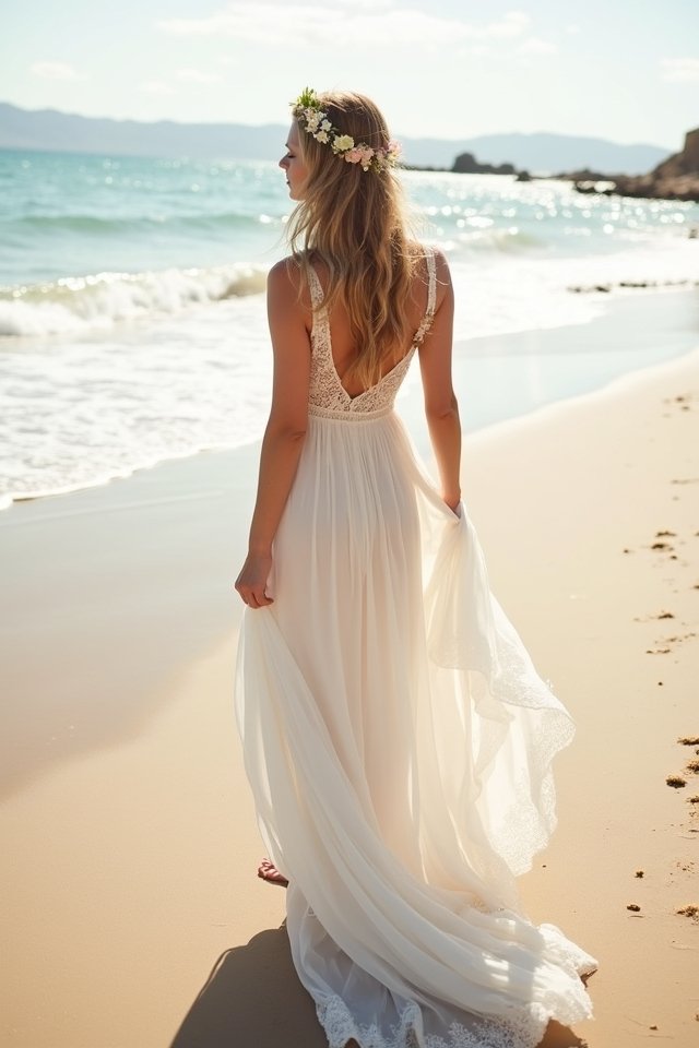 lace trimmed beach wedding elegance