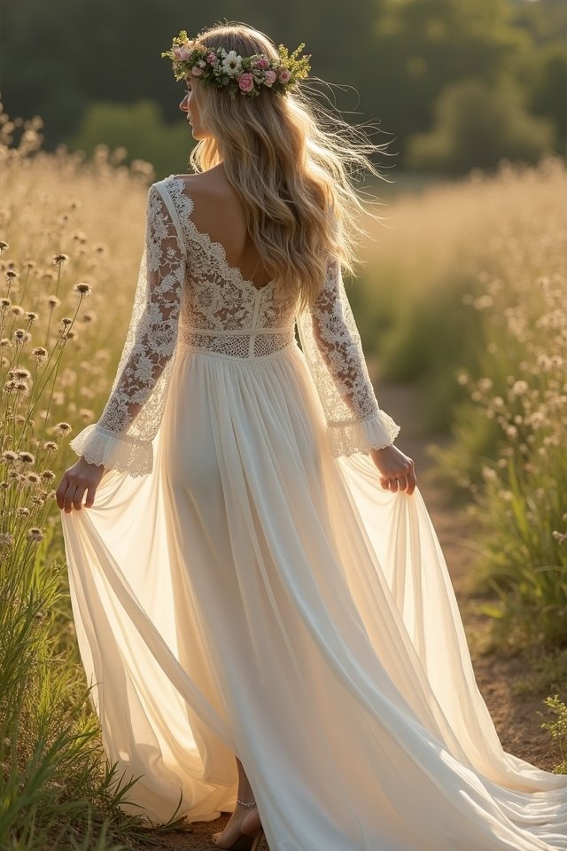 lace trimmed wedding dress elegance