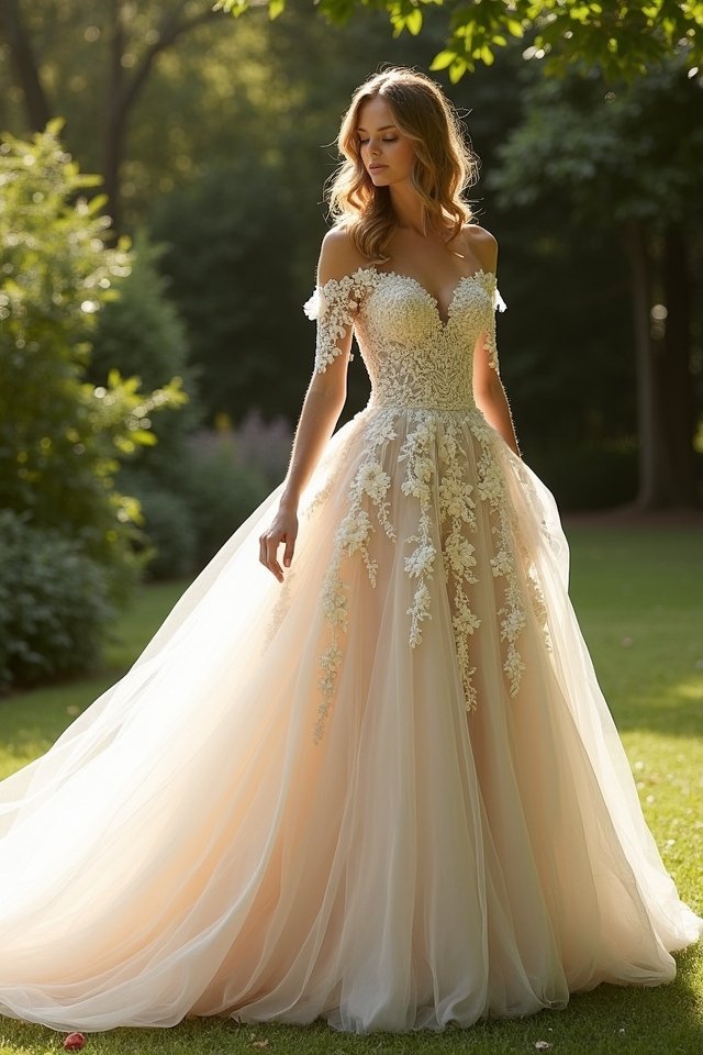 lace tulle ball gown