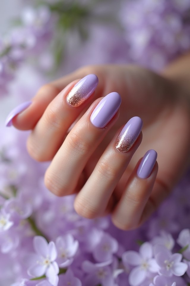 lavender rose gold nails