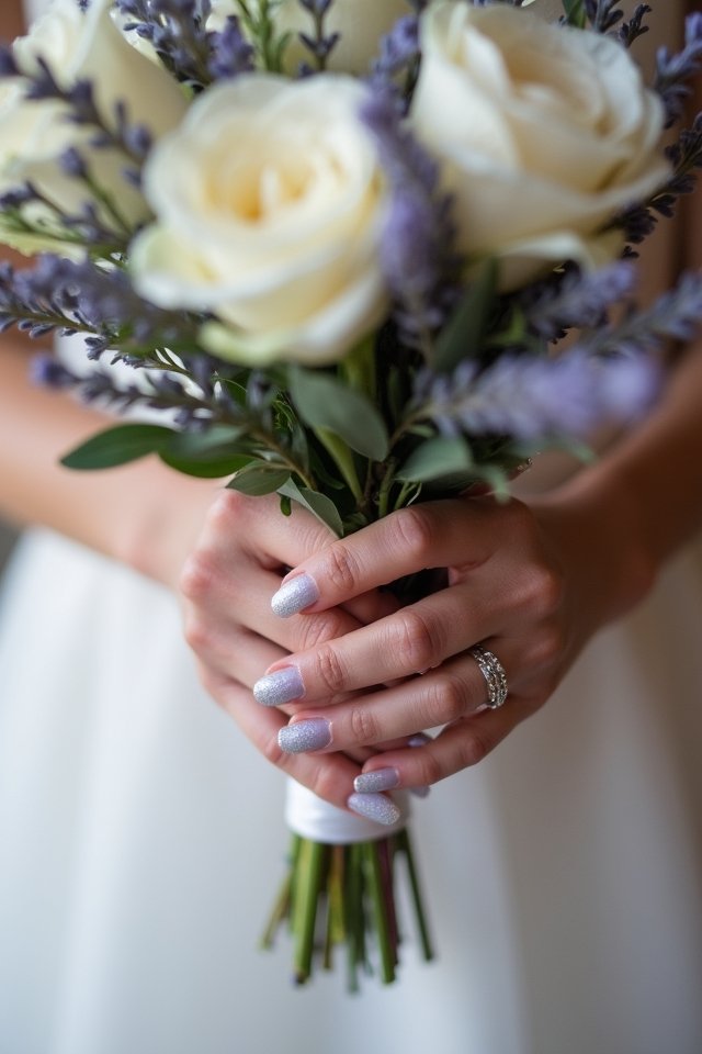 lavender silver gradient nails