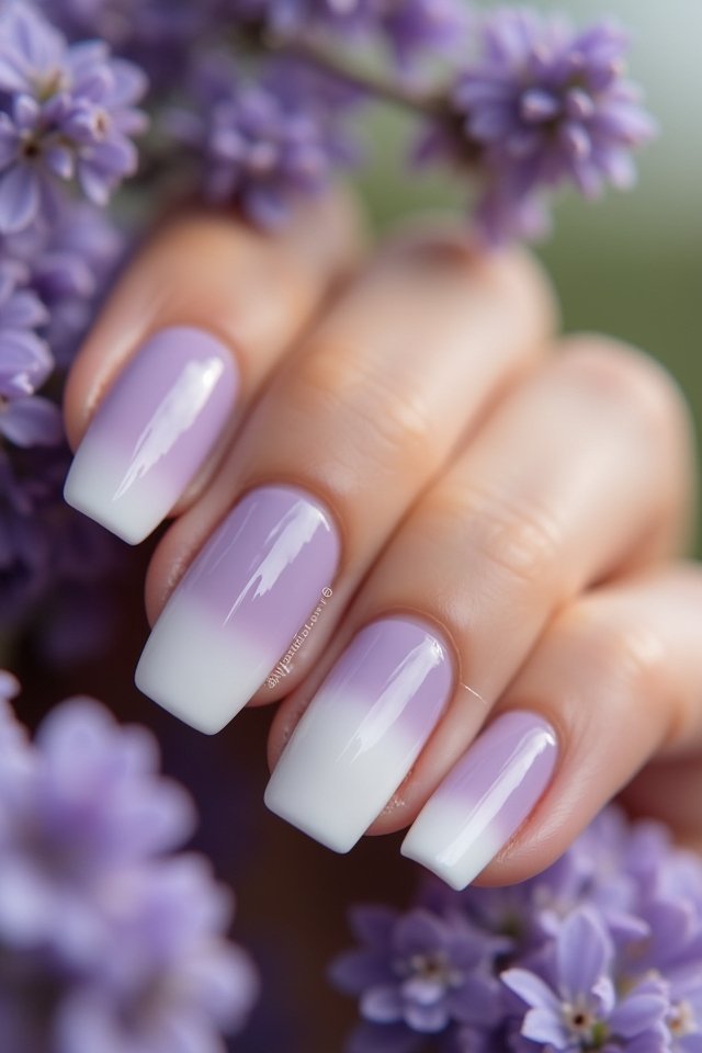 lavender white ombre nails