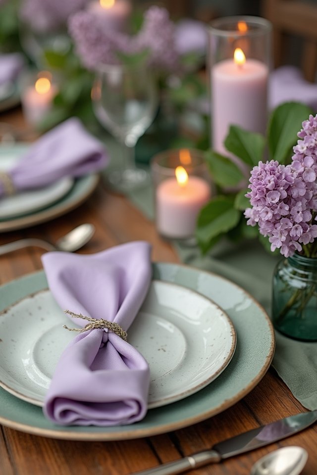 lilac and green candles