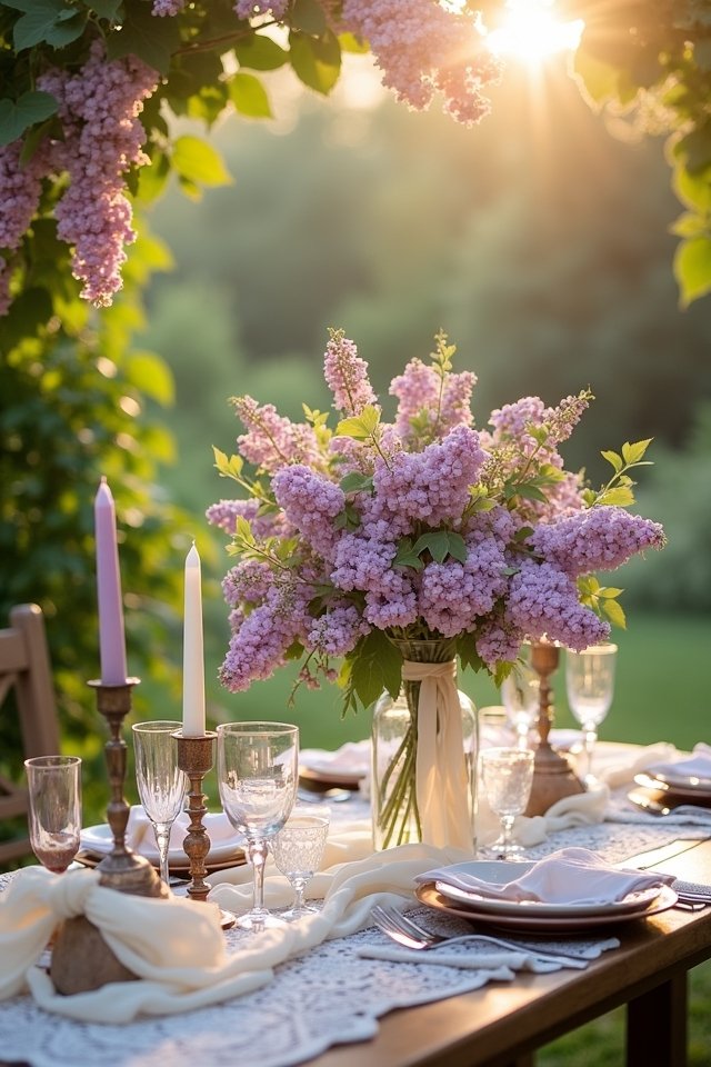 lilac blooms and cream accents