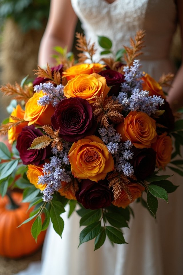lilac enhances autumn wedding bouquets