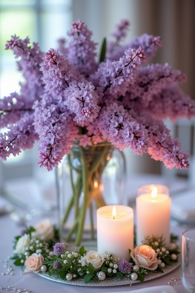 lilac floral wedding arrangements