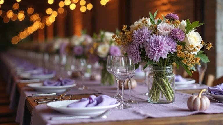 lilac themed fall wedding decor