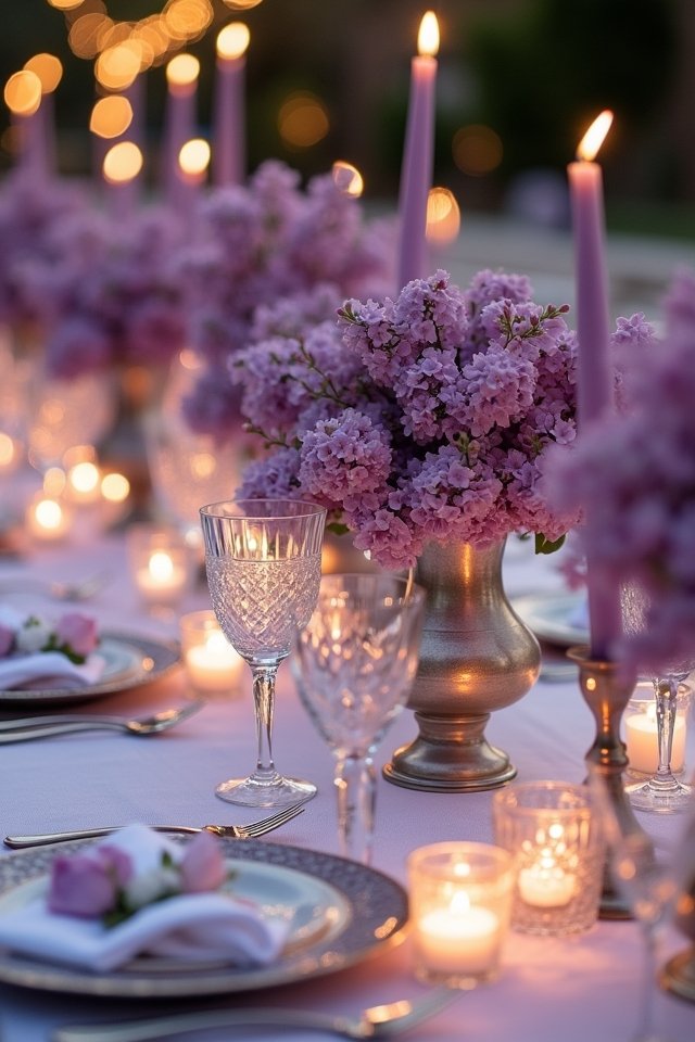 lilac themed romantic candlelight ambiance