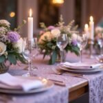 lilac themed wedding table decor