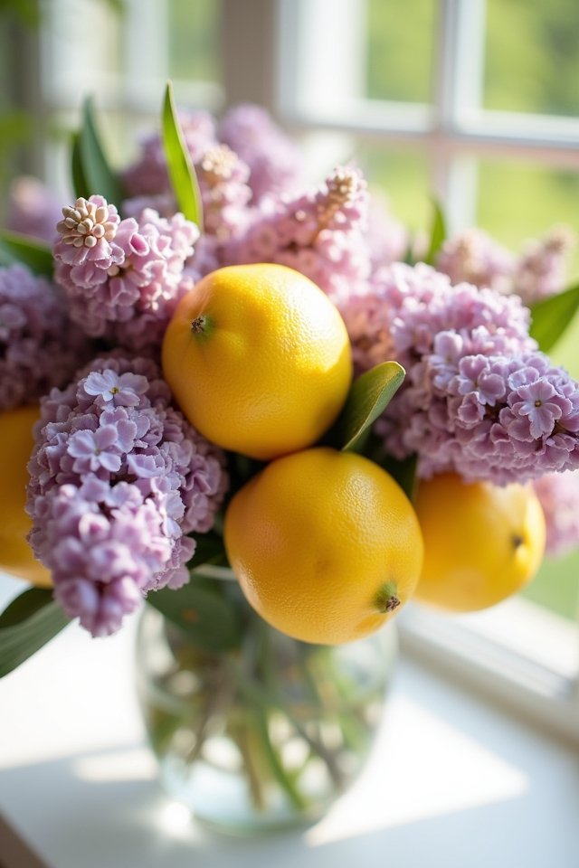 lively lemon lilac arrangements
