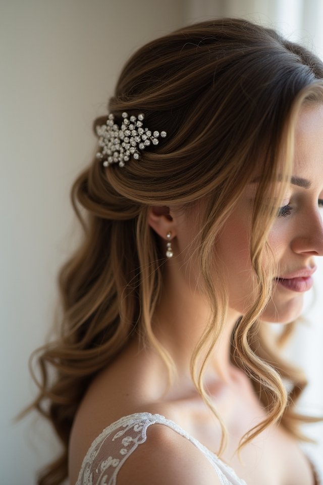 loose curls with hairpin