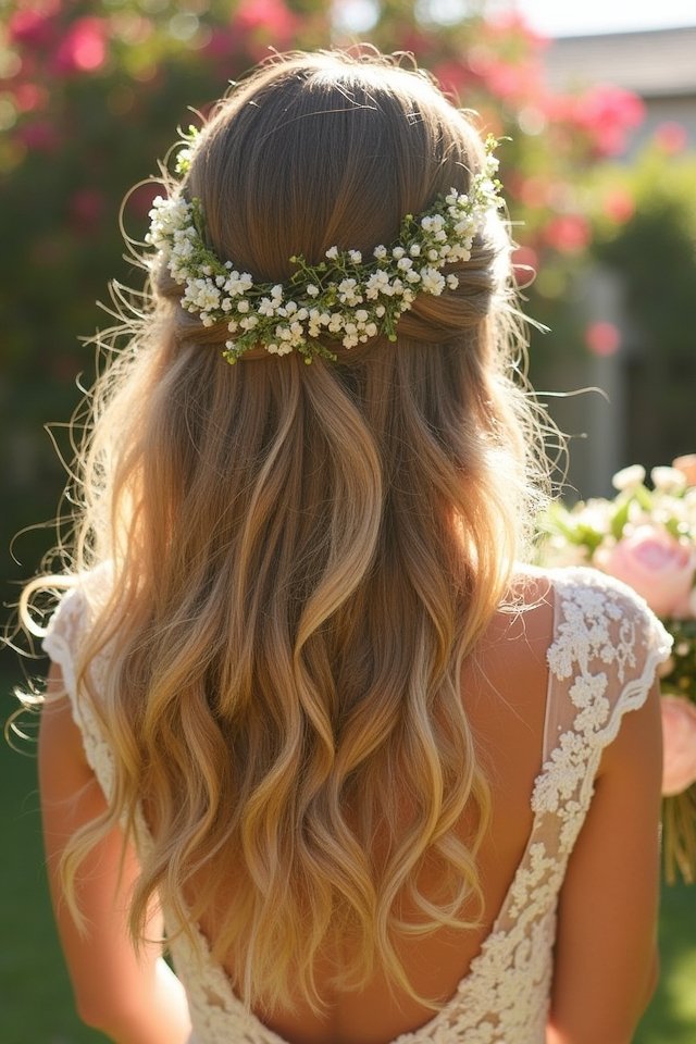 loose waves floral accents