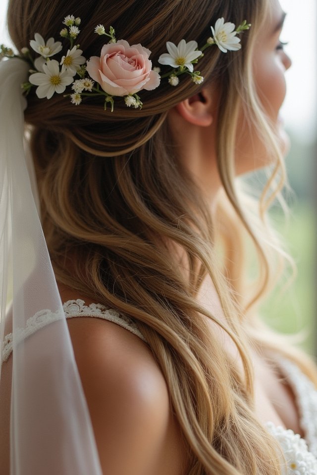 loose waves floral accents