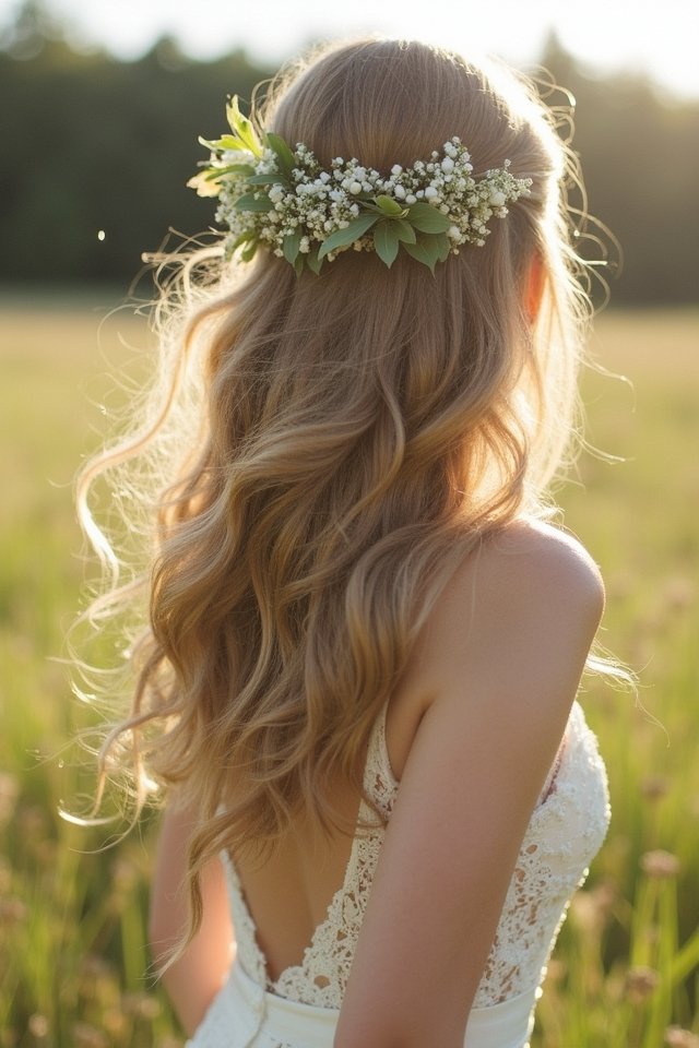 loose waves with florals