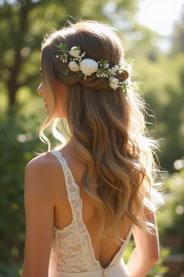 loose waves with flowers