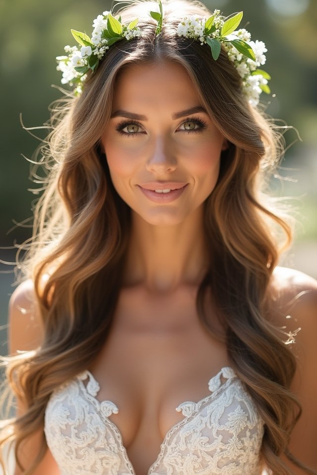 loose waves with flowers