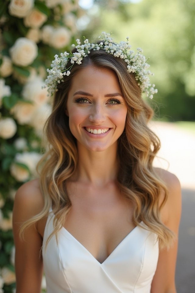 loose waves with flowers