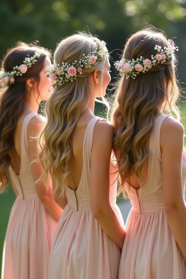 loose waves with flowers