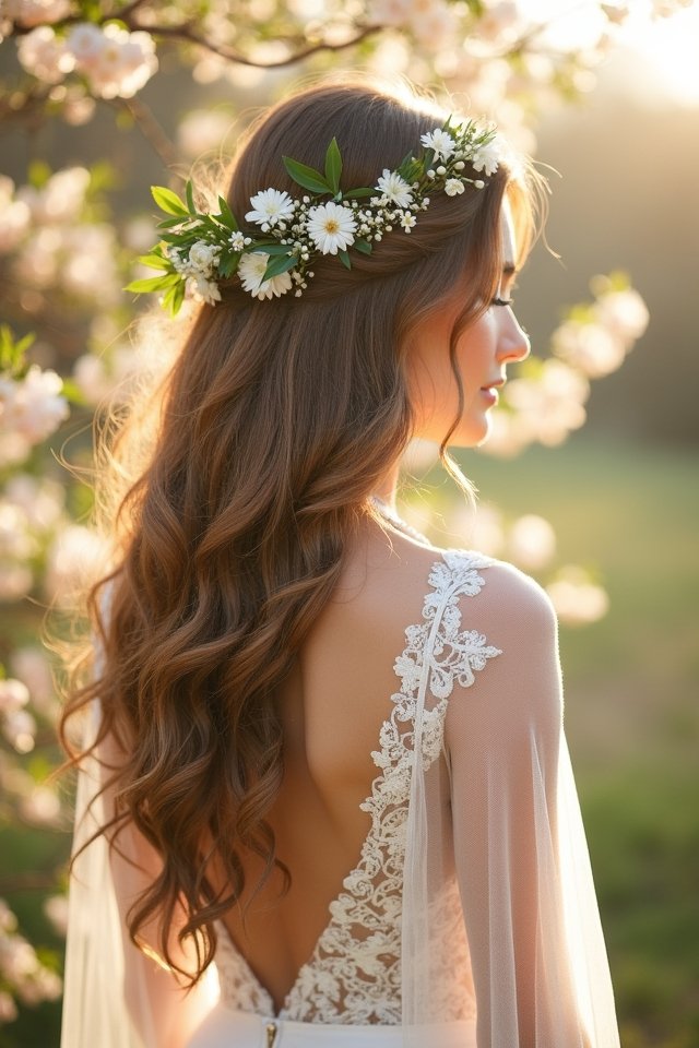 loose waves with flowers