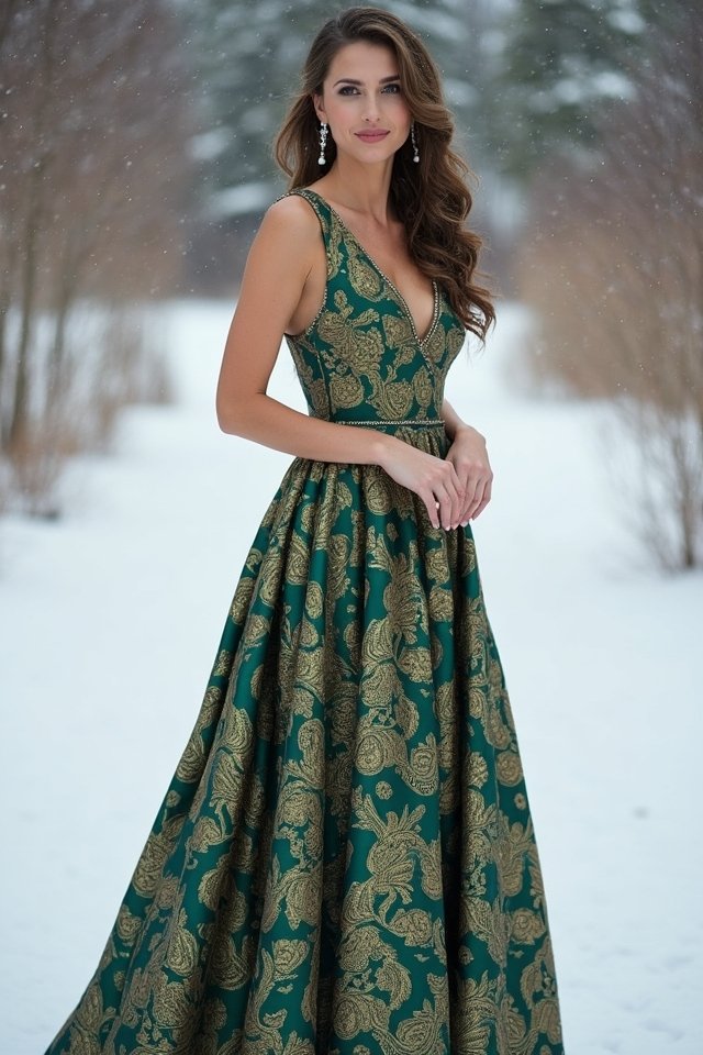luxurious brocade a line elegance