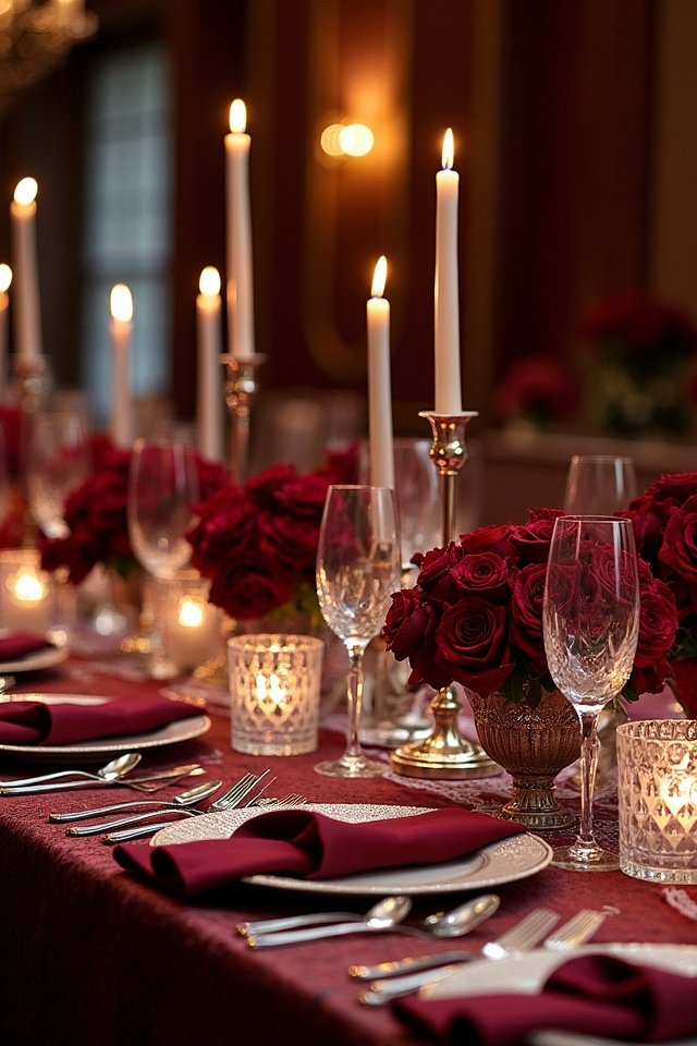 luxurious burgundy silver wedding