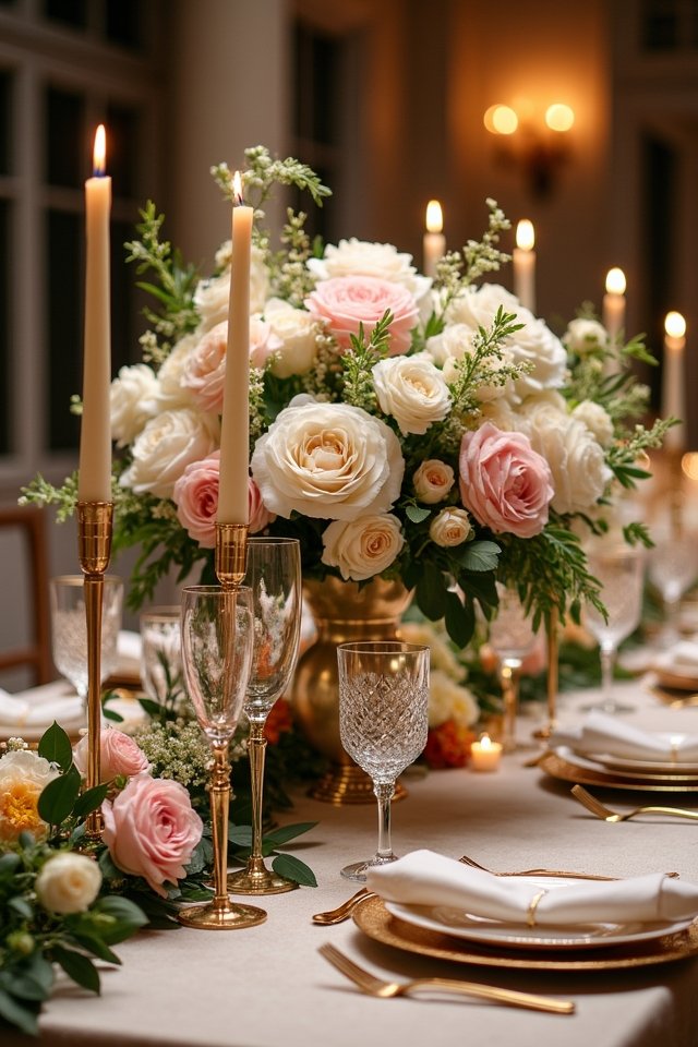 luxurious flower covered table runners