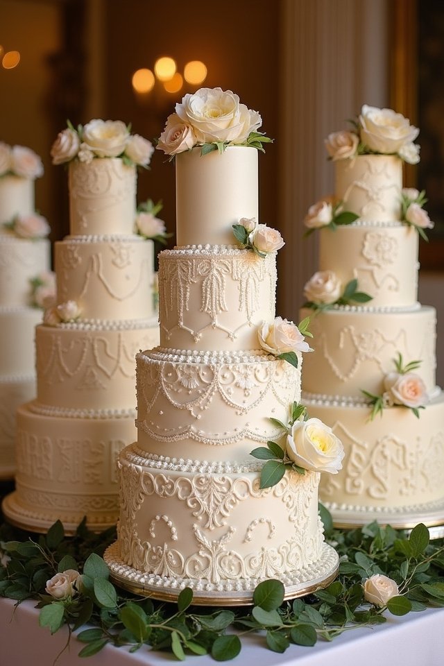 luxurious multi tiered wedding cake