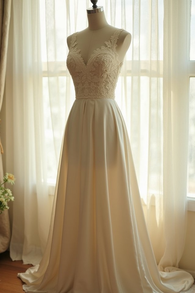 luxurious satin lace dress