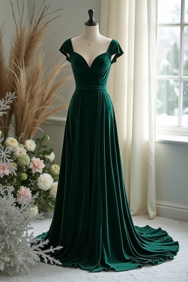 luxurious velvet a line dress