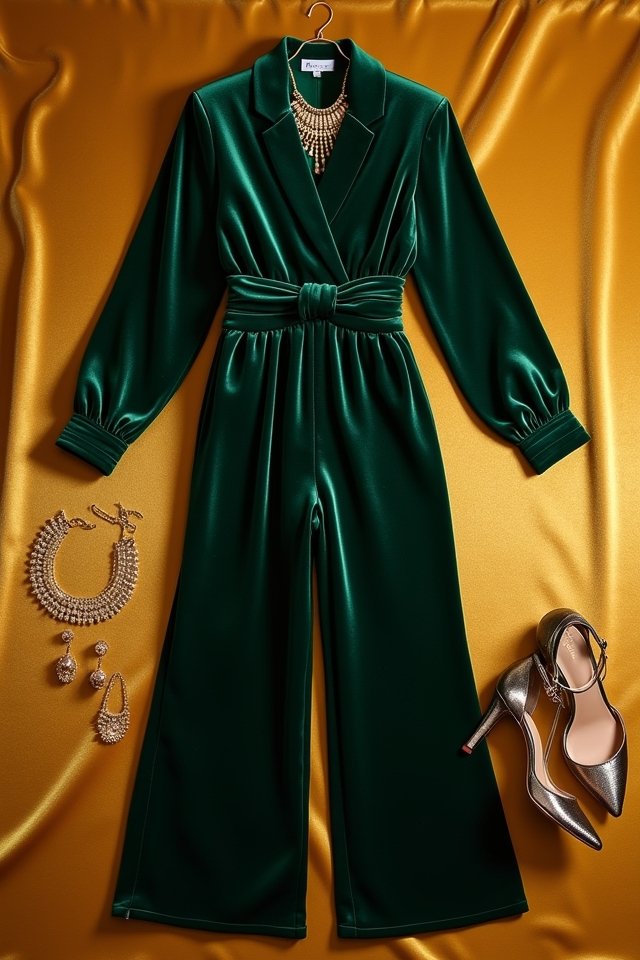 luxurious velvet holiday jumpsuit