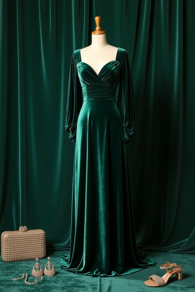 luxurious velvet midi dress