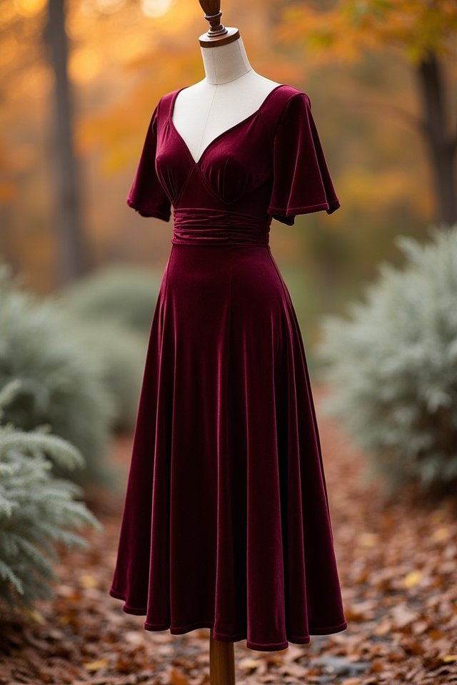 luxurious velvet midi dress