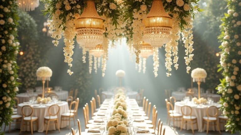 luxurious wedding hanging flowers