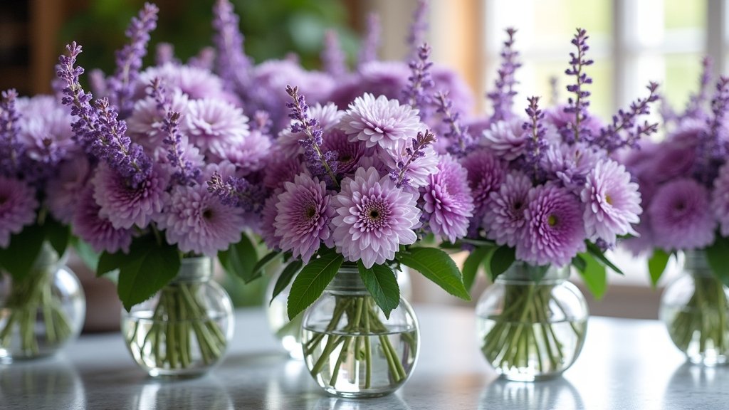 luxury purple flower centerpieces