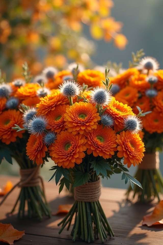marigolds and thistles arrangement