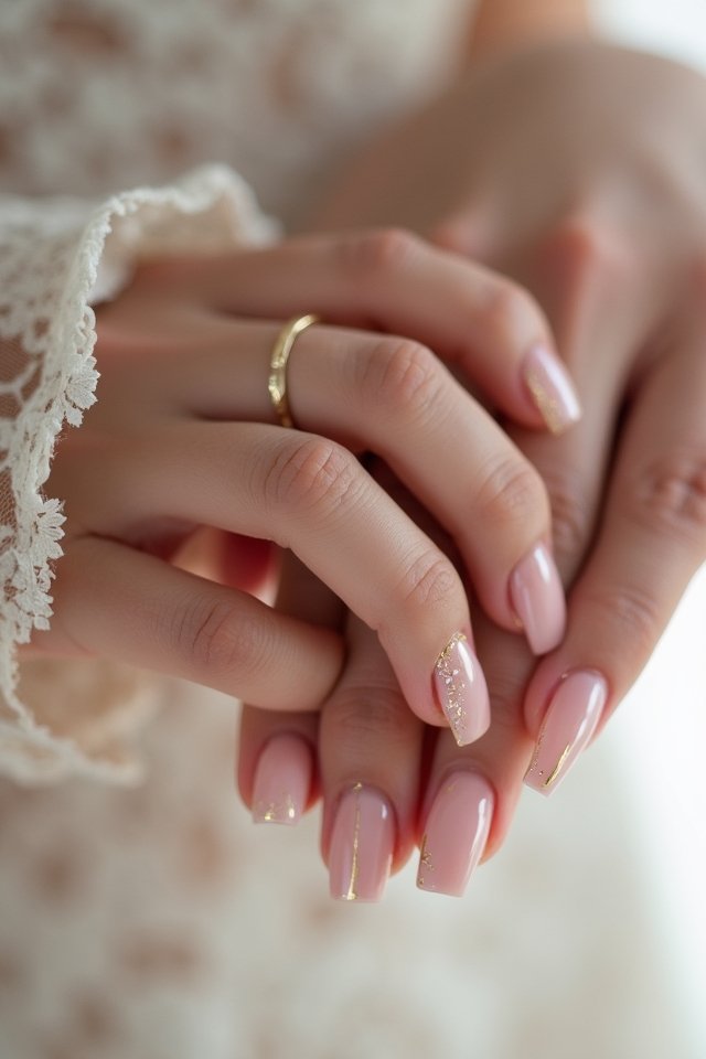 metallic bridesmaid nail accents