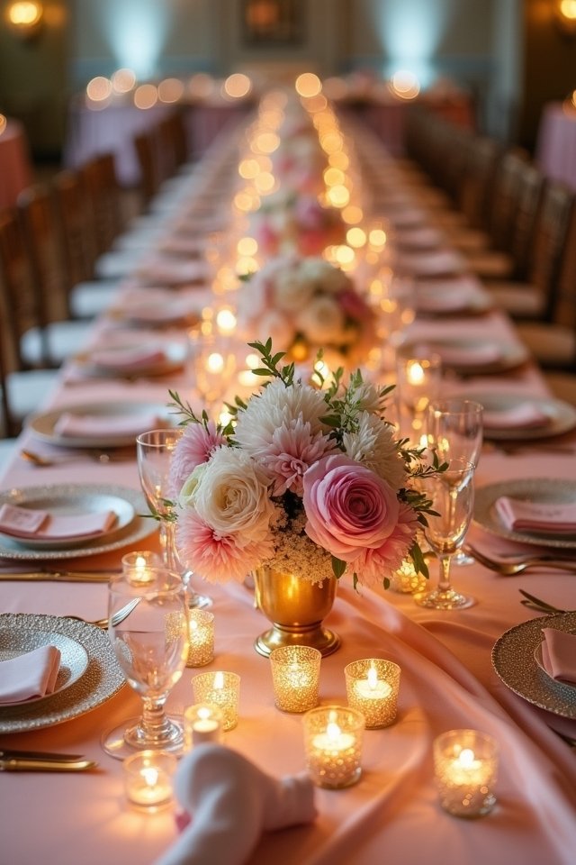 metallic flowers table decor