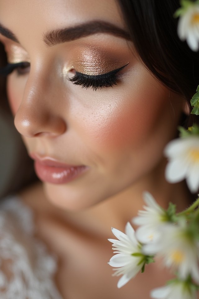 metallic makeup for brides