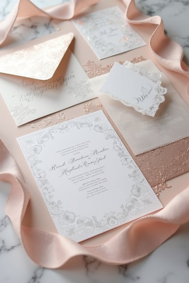 metallic translucent invitation elements