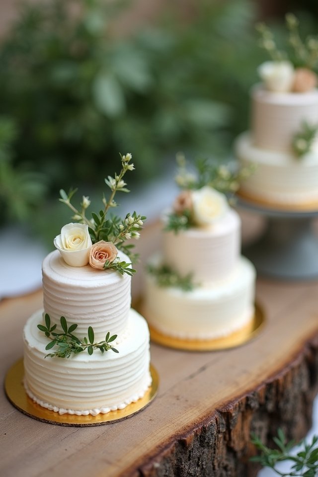 mini cakes with greenery