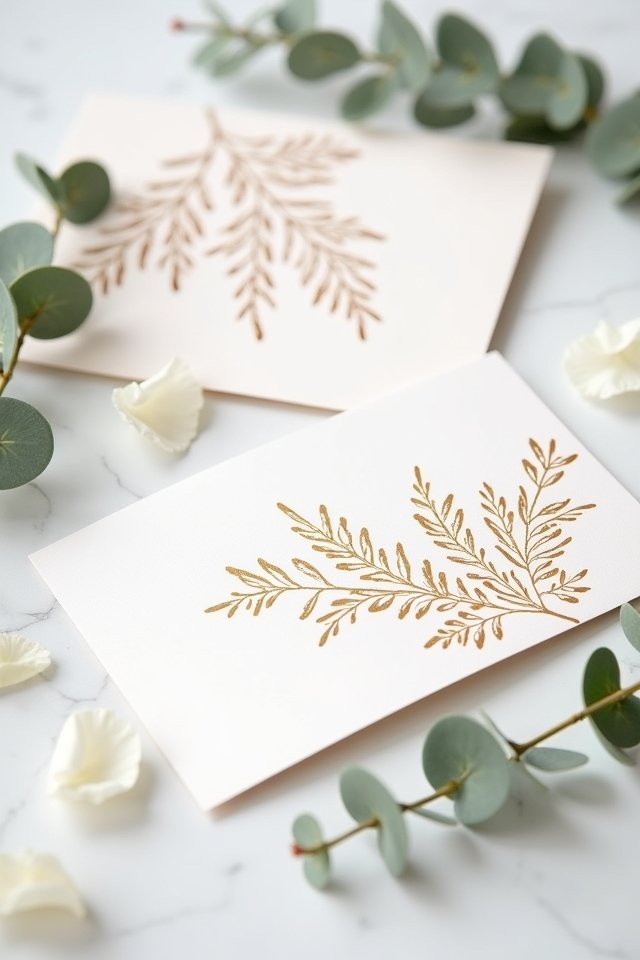 minimalist botanical wedding invites