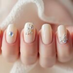 minimalist bridal pearl nails